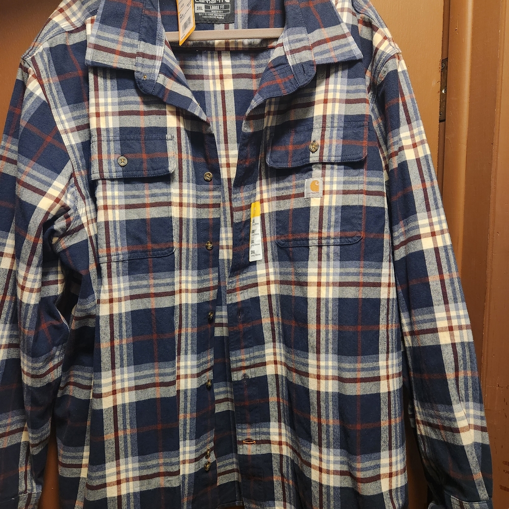 Carhartt Navy and Cream Checkered Shirt